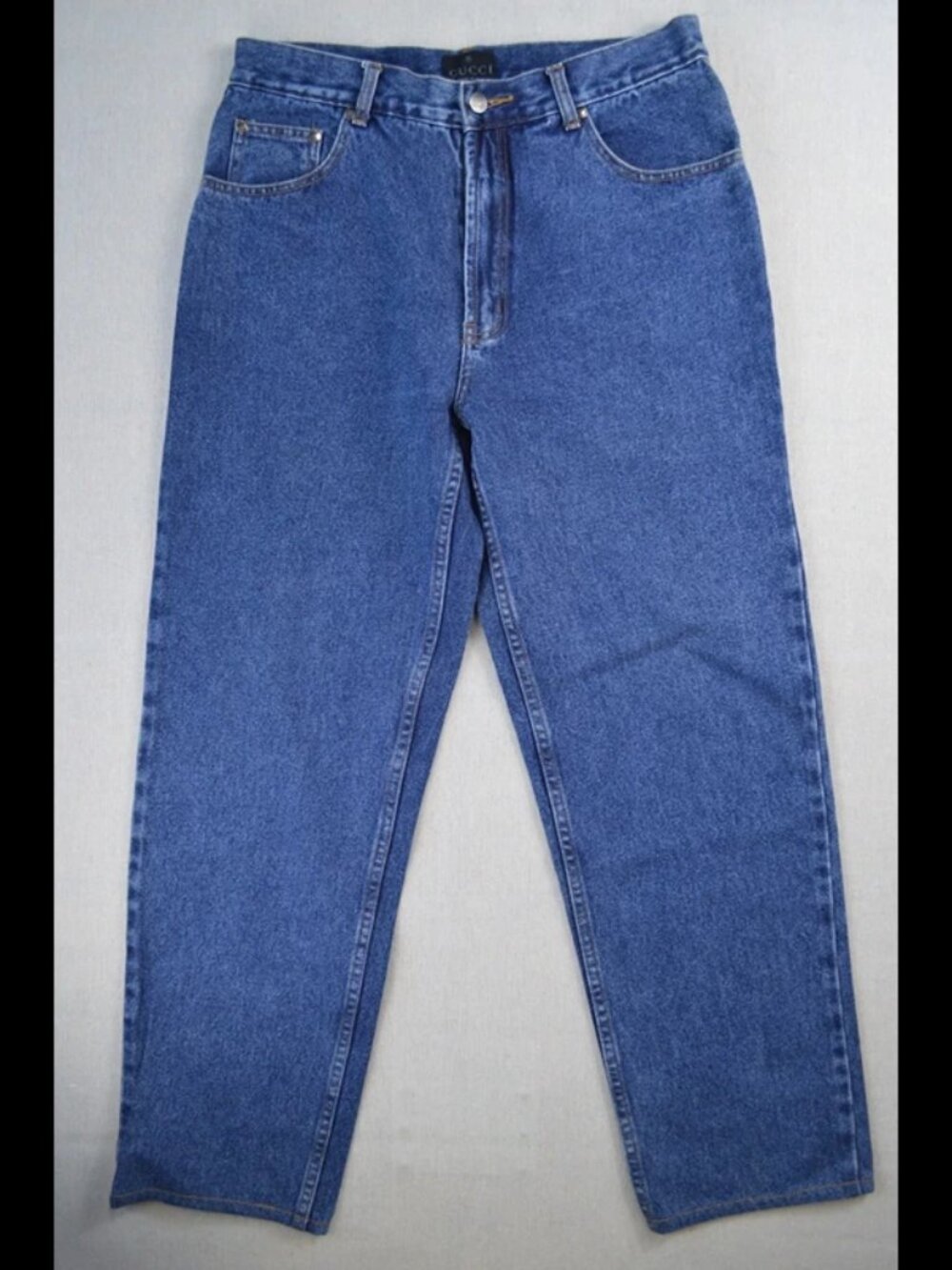 Vintage Gucci Womens Blue Denim Tapered Jeans 5-Pockets Retro Premium Italy Made